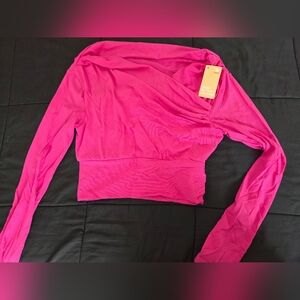 Women’s Off The Shoulder Long Sleeve Top - Vibrant Pink